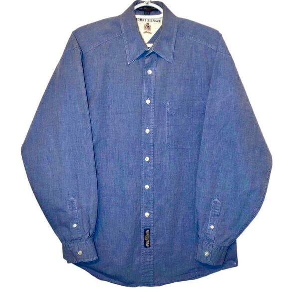 Tommy Hilfiger Vintage Dress Shirt in Medium Blue Men’s 15 1/2-35 - Picture 2 of 6